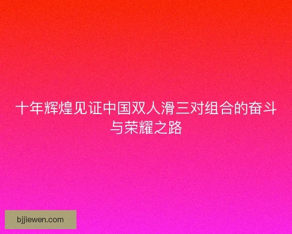 十年辉煌见证中国双人滑三对组合的奋斗与荣耀之路