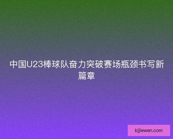 中国U23棒球队奋力突破赛场瓶颈书写新篇章